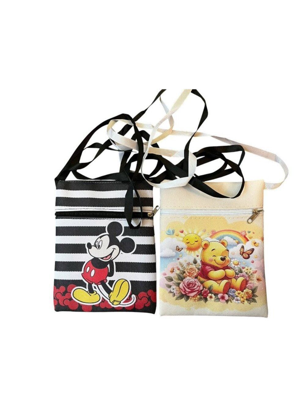 Little Girls Toddler Winnie the Pooh And Mickey Mouse Canvas Crossbody Bag Lot 2